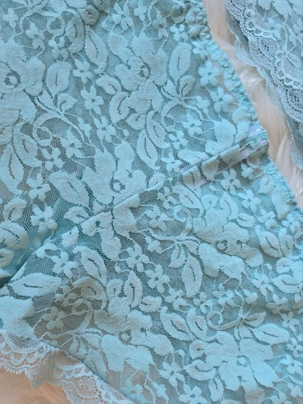 Adore Me Lace Tank Top & Boyshorts Set - Aqua Blue SIZE S